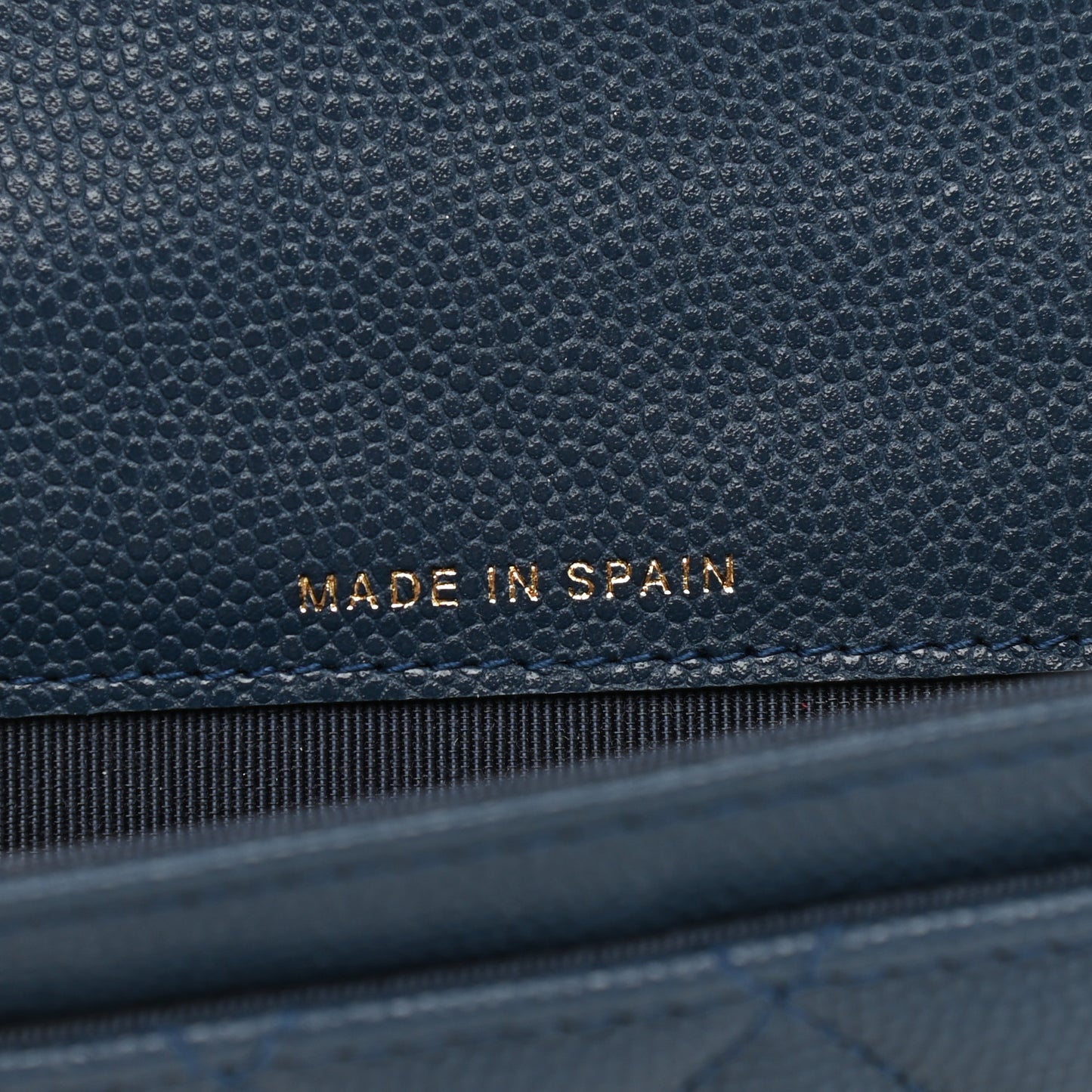 Caviar Quilted Flap Card Holder Navy Blue