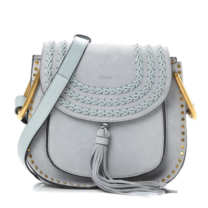 Chloe Suede Calfskin Braided Small Hudson Shoulder Bag Fresh Blue 1 of 12