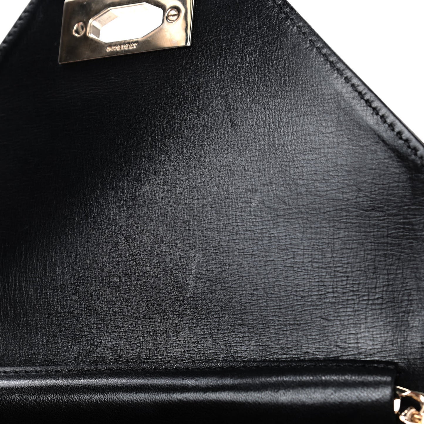 Calfskin Shark Lock Chain Clutch Black