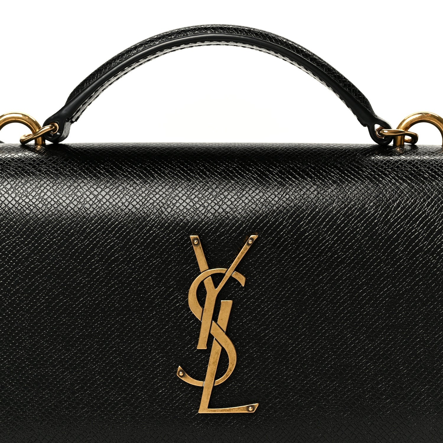 Saint Laurent Coated Bark Calfskin Sunset Chain Wallet Black 7 of 9