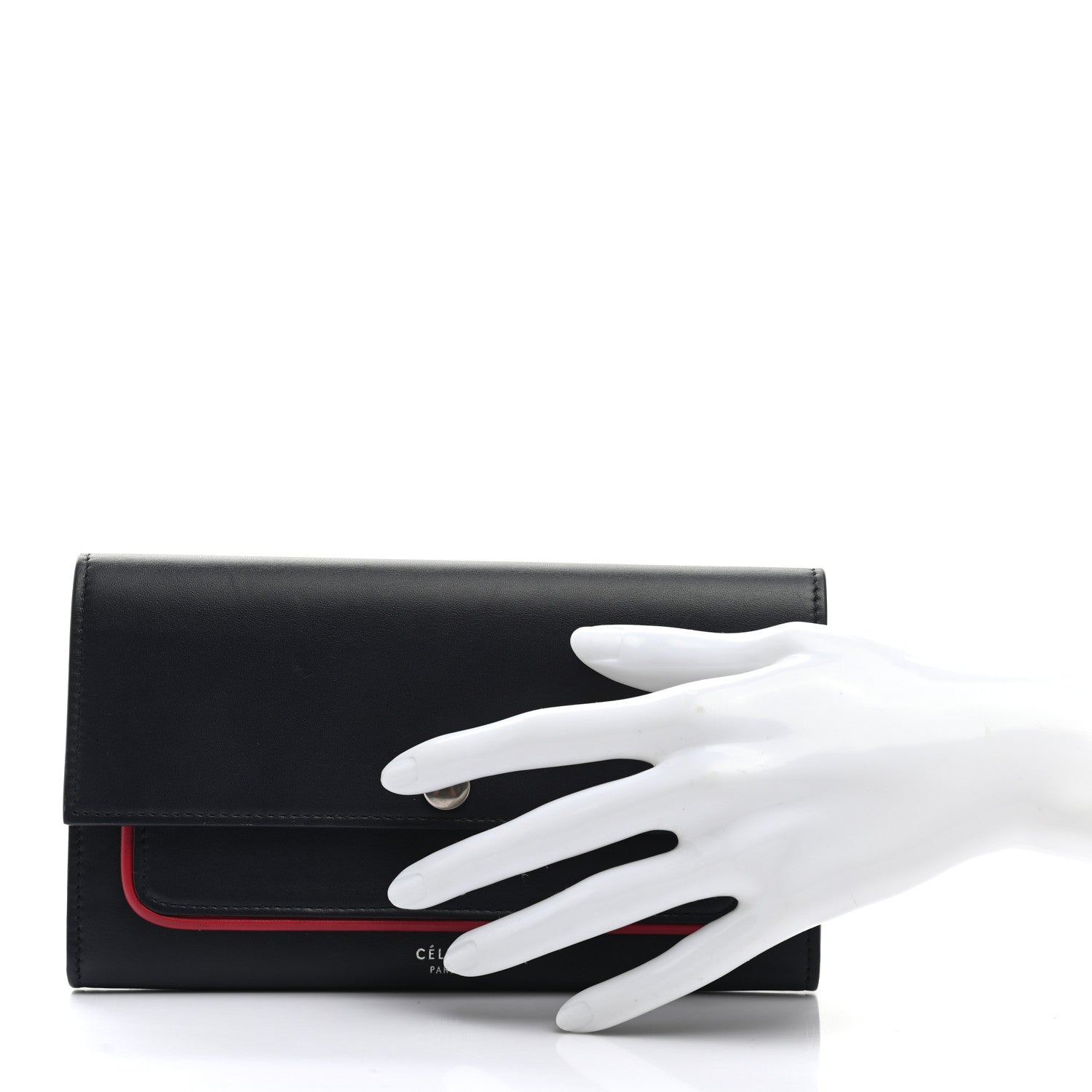 Celine Smooth Calfskin Piping Large Flap Multifunction Wallet Navy Blue 2 of 10