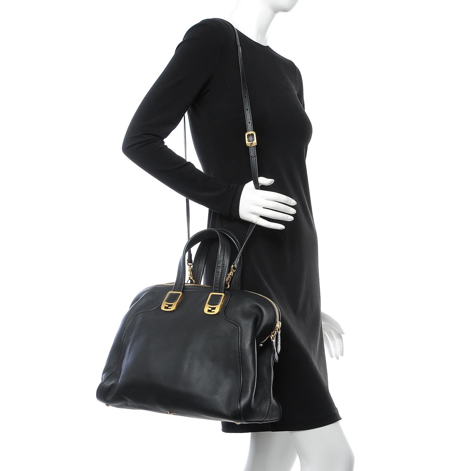 Fendi Vitello Dolce Marmol Large Chameleon Tote Black 2 of 8