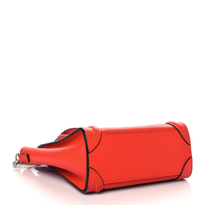 Celine Drummed Calfskin Nano Luggage Coquelicot 4 of 13