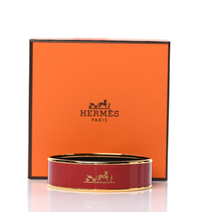Hermes Enamel Printed Wide Caleche Bracelet 70 Rouge H 5 of 5