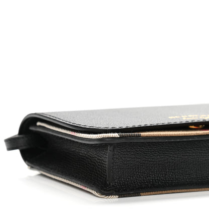 Burberry Derby Calfskin House Check Wallet On Chain Black 9 of 10