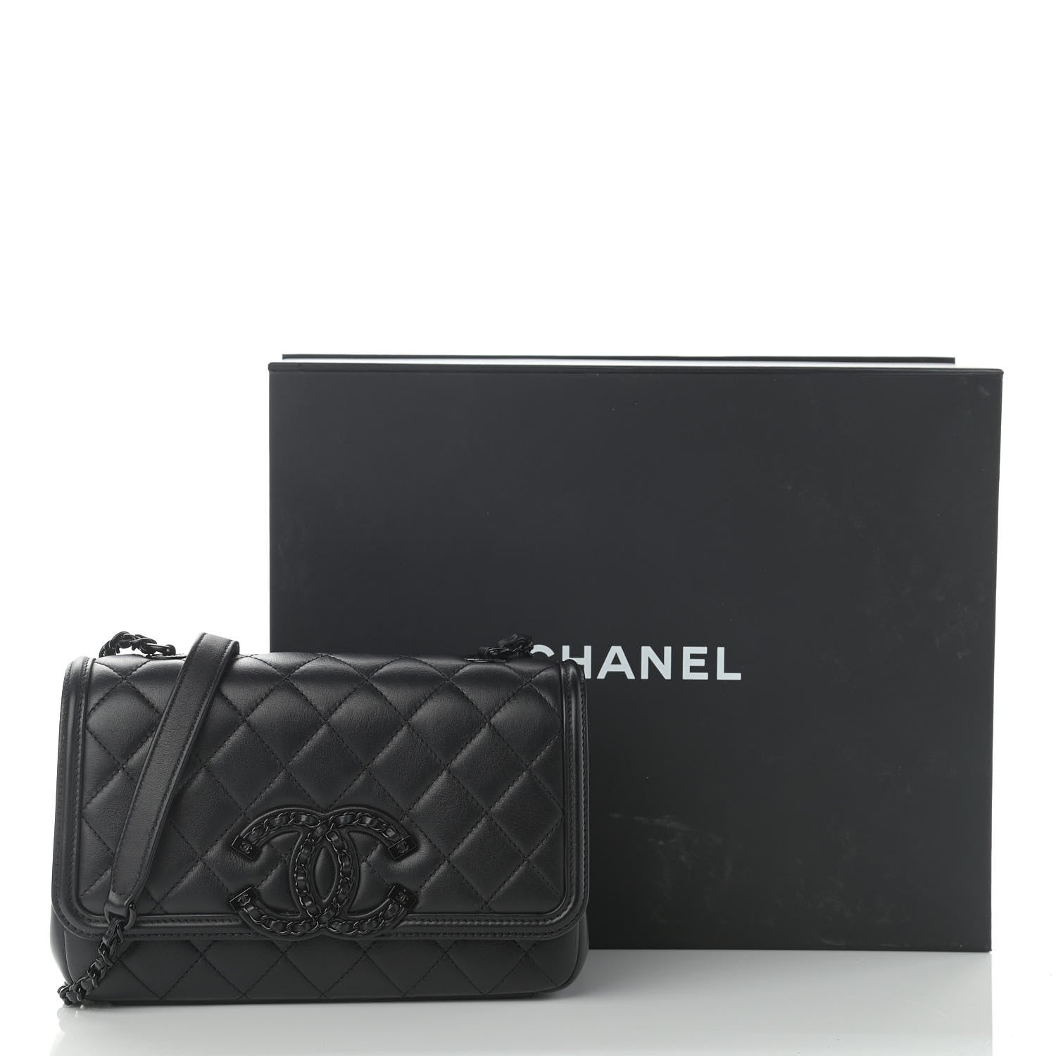 Chanel Lambskin Quilted Small CC Filigree Flap Black 13 of 13