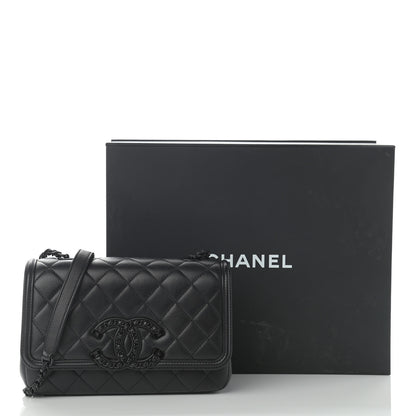 Chanel Lambskin Quilted Small CC Filigree Flap Black 13 of 13