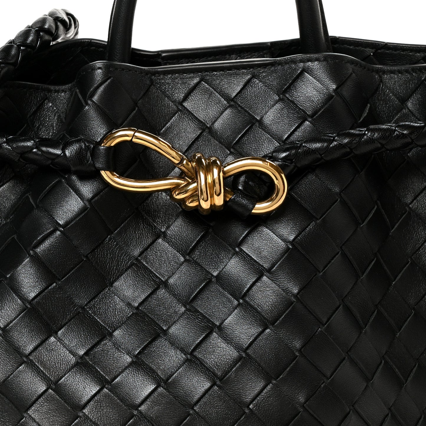 Nappa Intrecciato Medium Andiamo Shoulder Bag Black