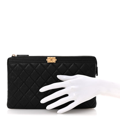 Chanel Caviar Quilted Small Zipped Boy Pouch Black 3 of 22