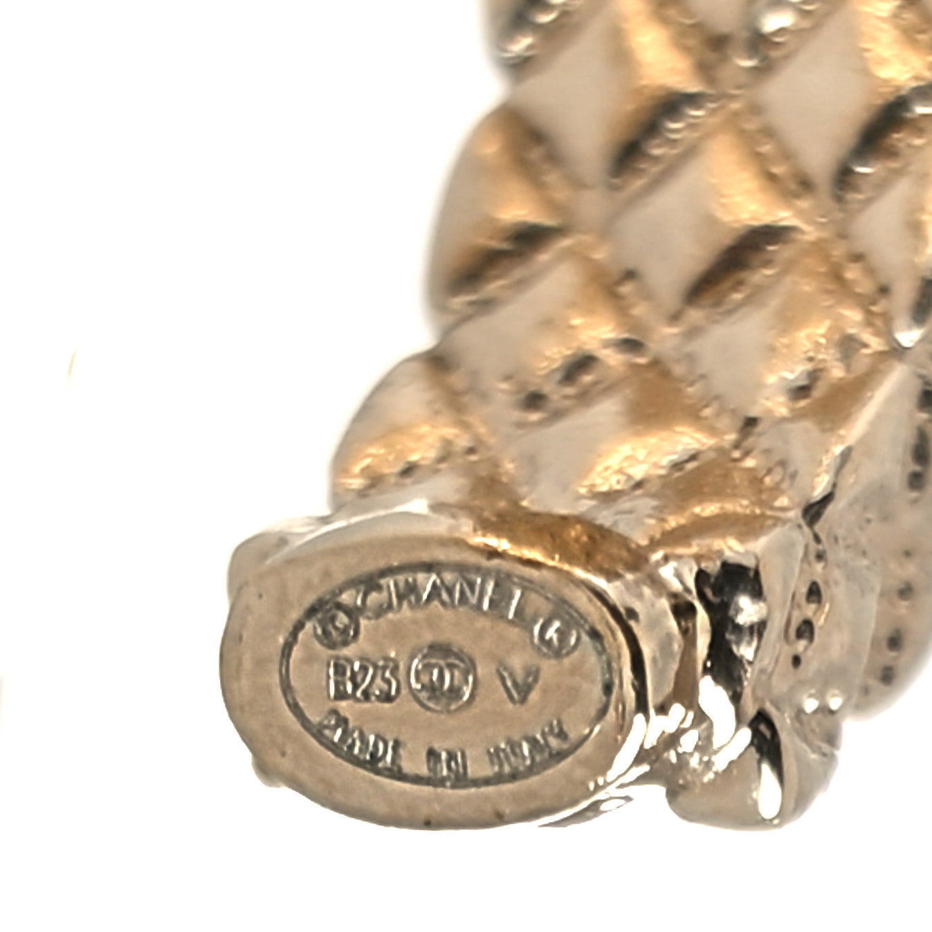 Metal Crystal Quilted CC Hoop Earrings Gold