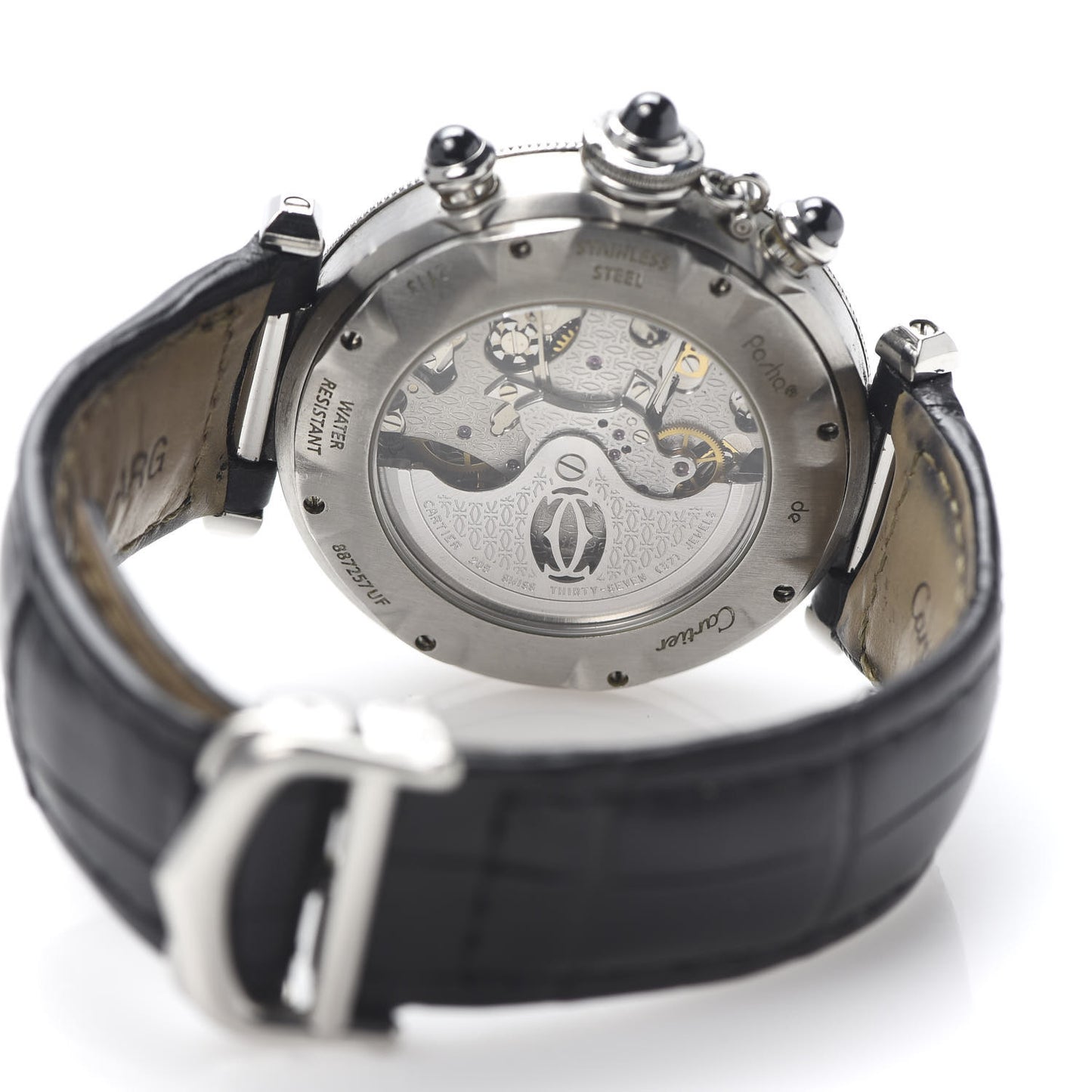 Stainless Steel Alligator 38mm Pasha C Chronograph Automatic Watch Black