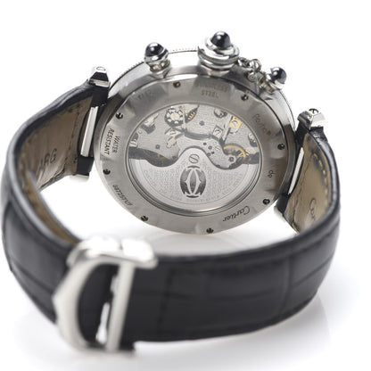 Cartier Stainless Steel Alligator 38mm Pasha C Chronograph Automatic Watch Black 5 of 6