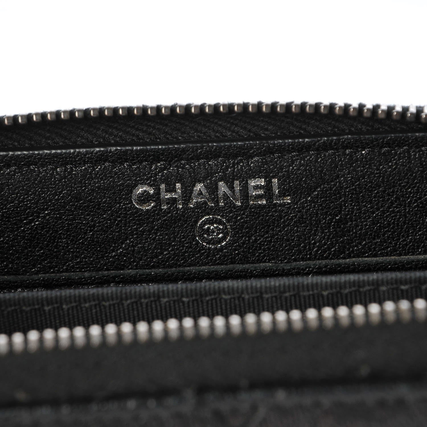 Chanel Crumpled Lambskin Studded Paris Dallas Zip Around Wallet Black 8 of 8