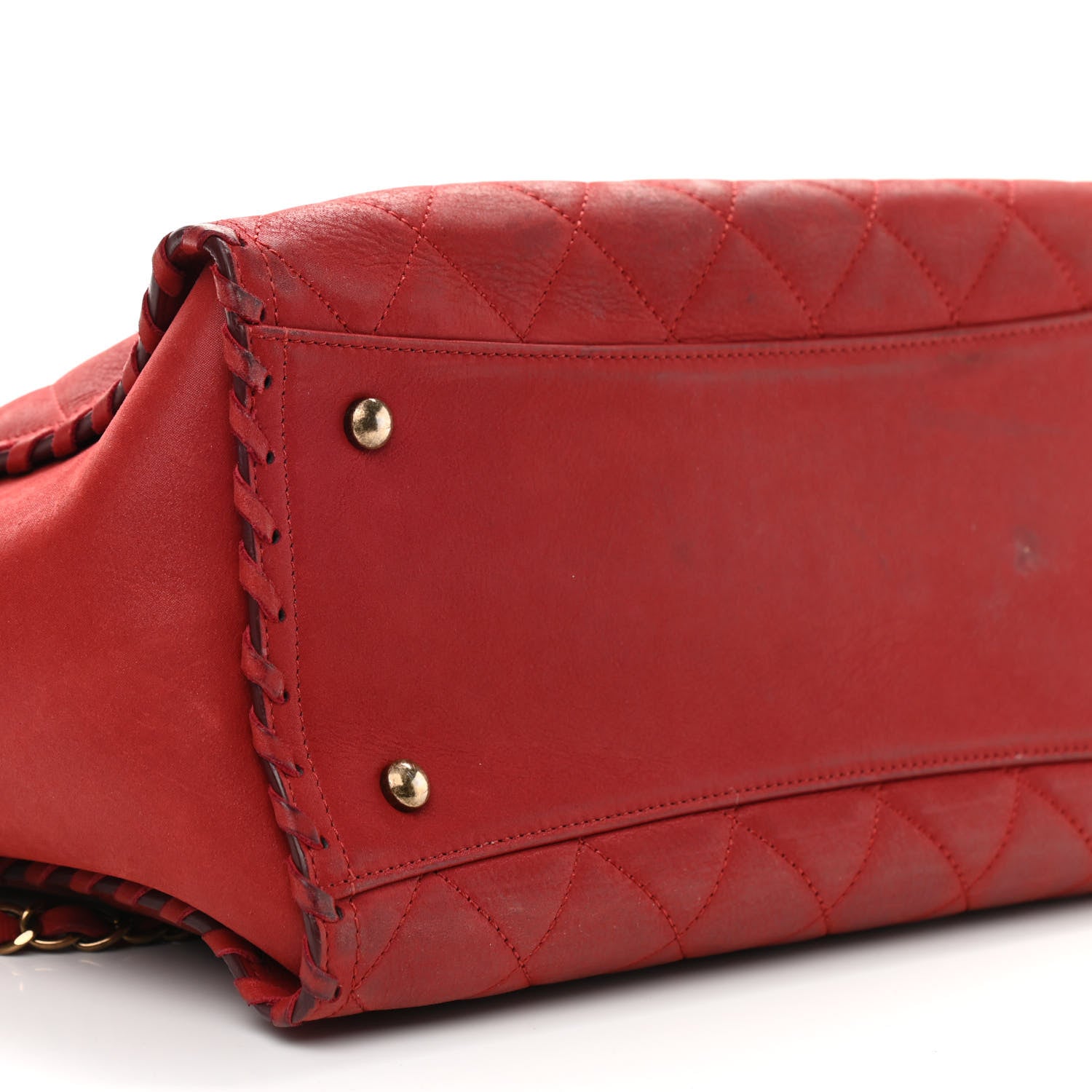 Chanel Iridescent Calfskin Quilted Happy Stitch Shopping Tote Red 8 of 9