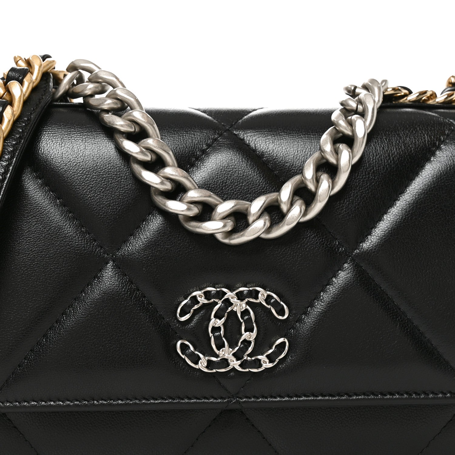 Chanel Lambskin Quilted Chanel 19 Wallet On Chain WOC Black 8 of 10