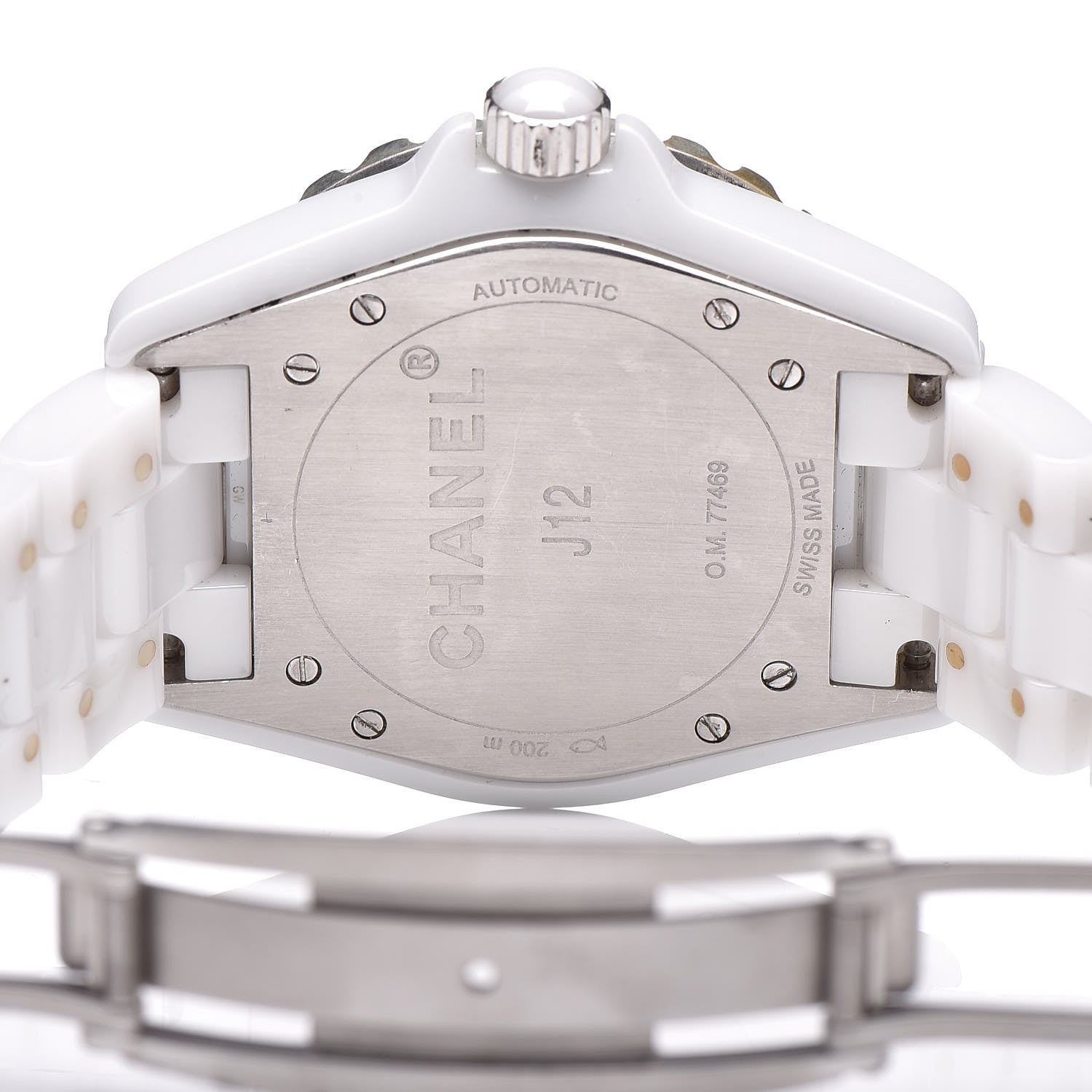 Chanel Stainless Steel Ceramic Diamond Pave Bezel 38mm J12 Automatic Watch White 6 of 7