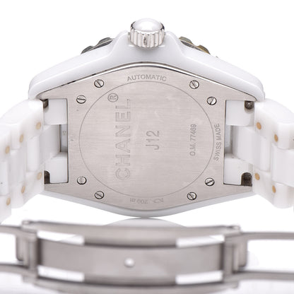 Chanel Stainless Steel Ceramic Diamond Pave Bezel 38mm J12 Automatic Watch White 6 of 7