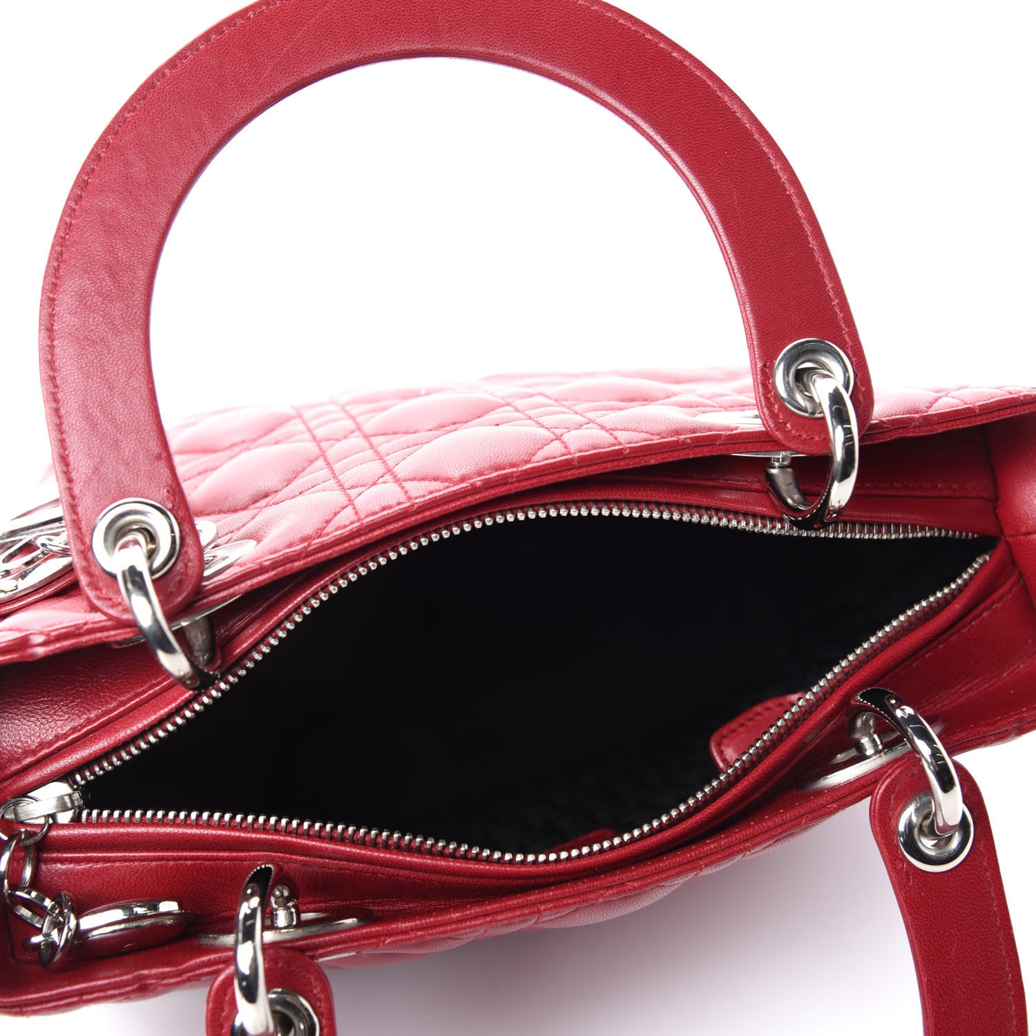 Christian Dior Lambskin Cannage Medium Lady Dior Red 5 of 11