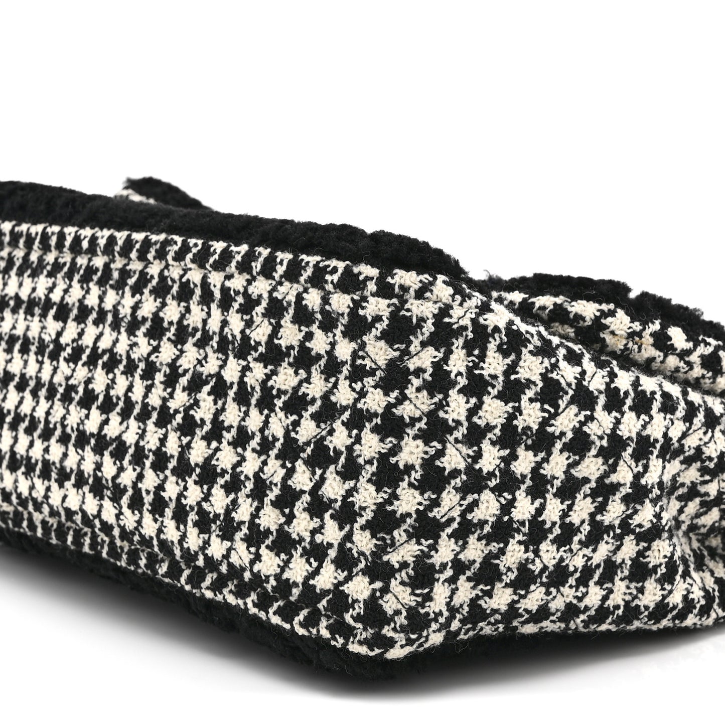 Shearling Tweed Jumbo Single Flap Black White