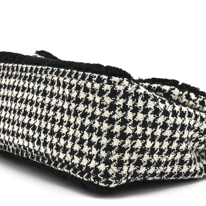 Chanel Shearling Tweed Jumbo Single Flap Black White 10 of 11