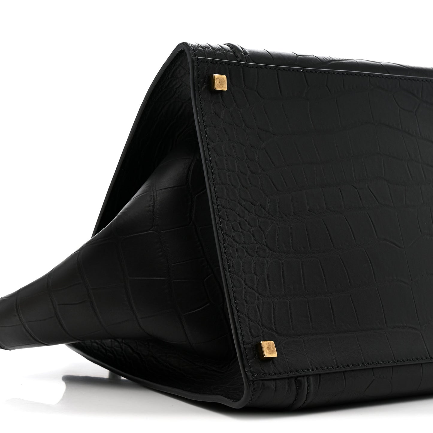 Crocodile Embossed Calfskin Medium Phantom Luggage Black