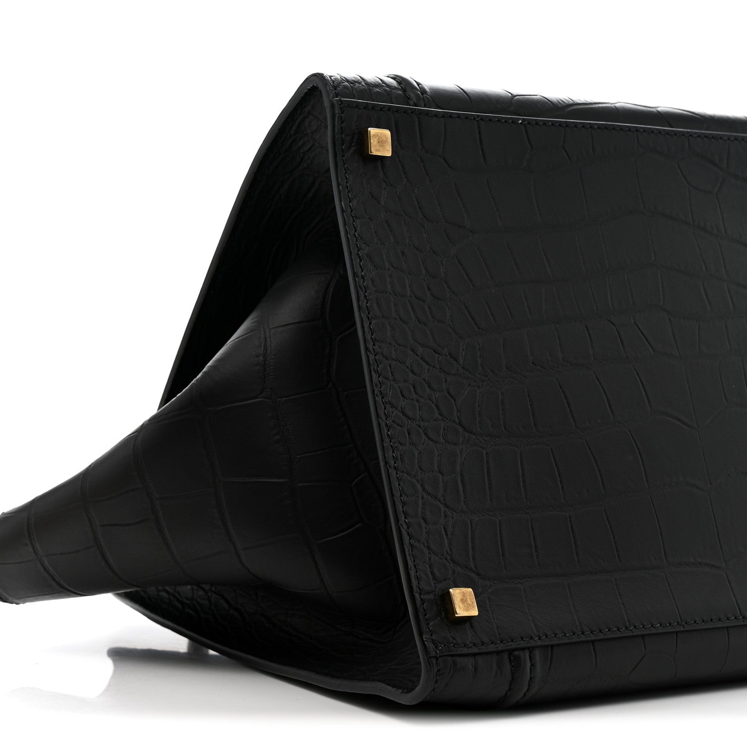 Celine Crocodile Embossed Calfskin Medium Phantom Luggage Black 10 of 13