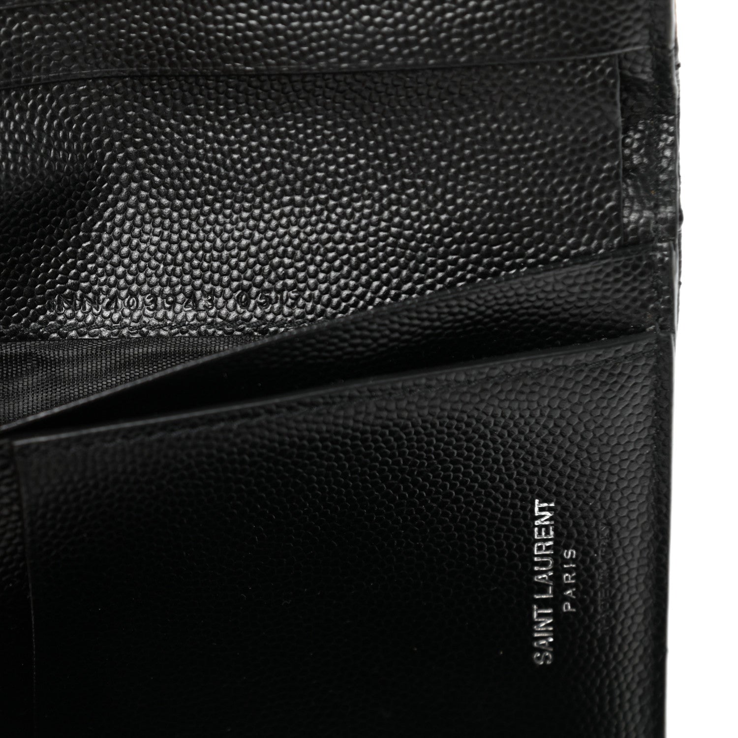 Saint Laurent Grain De Poudre Matelasse Chevron Monogram Compact Tri Fold Wallet Black 7 of 8