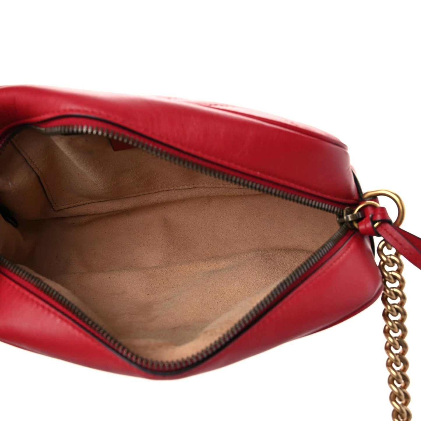 Calfskin Matelasse Small GG Marmont Chain Shoulder Bag Hibiscus Red