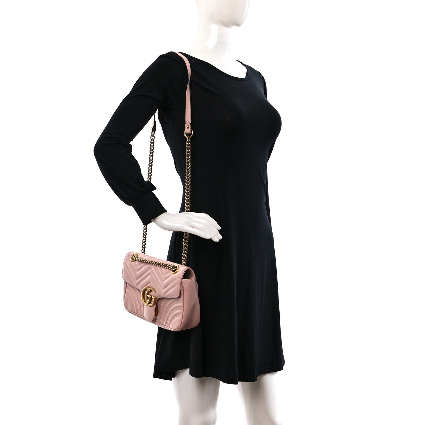 Calfskin Matelasse Small GG Marmont Shoulder Bag Perfect Pink