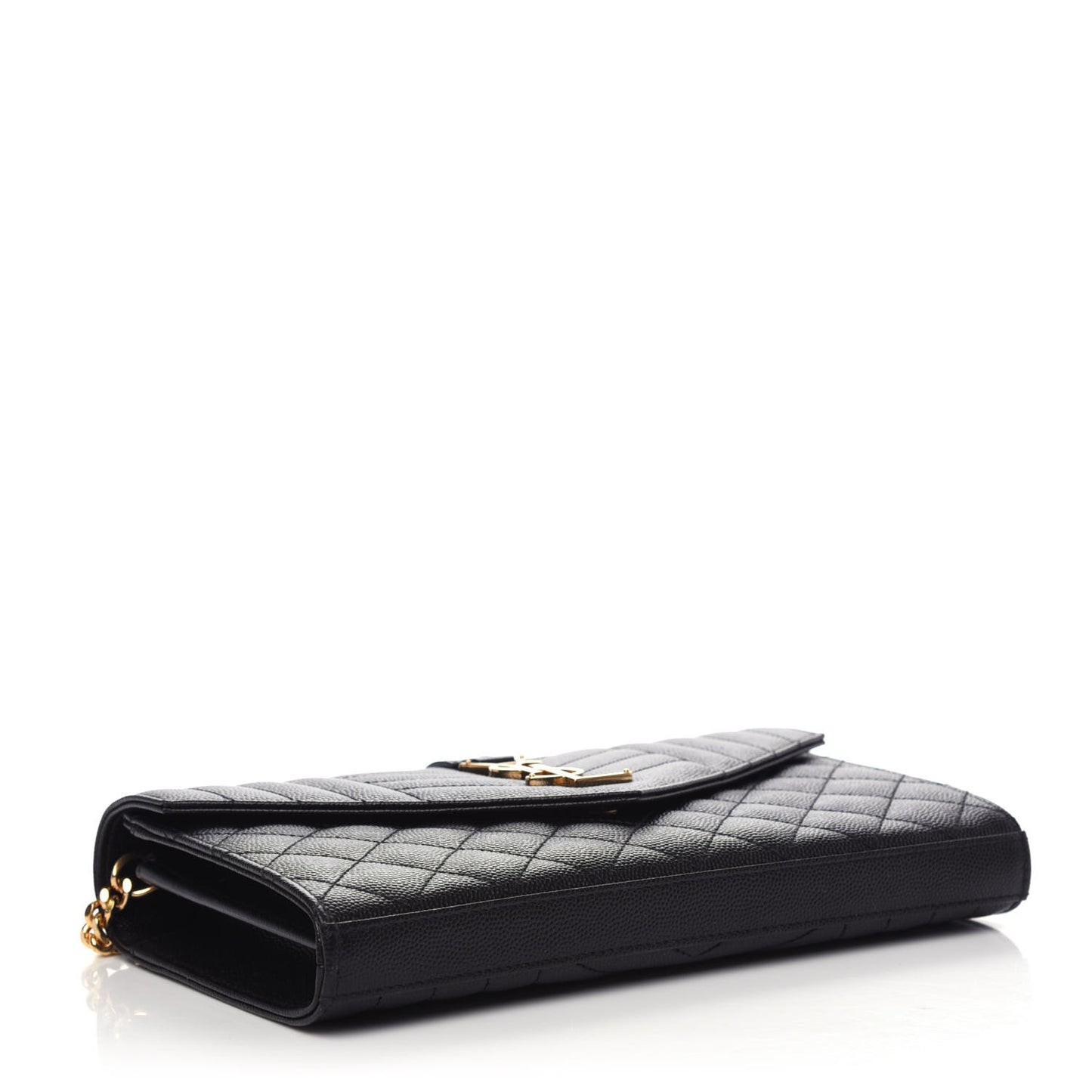Grain De Poudre Mixed Matelasse Triquilt Monogram Chain Wallet Black