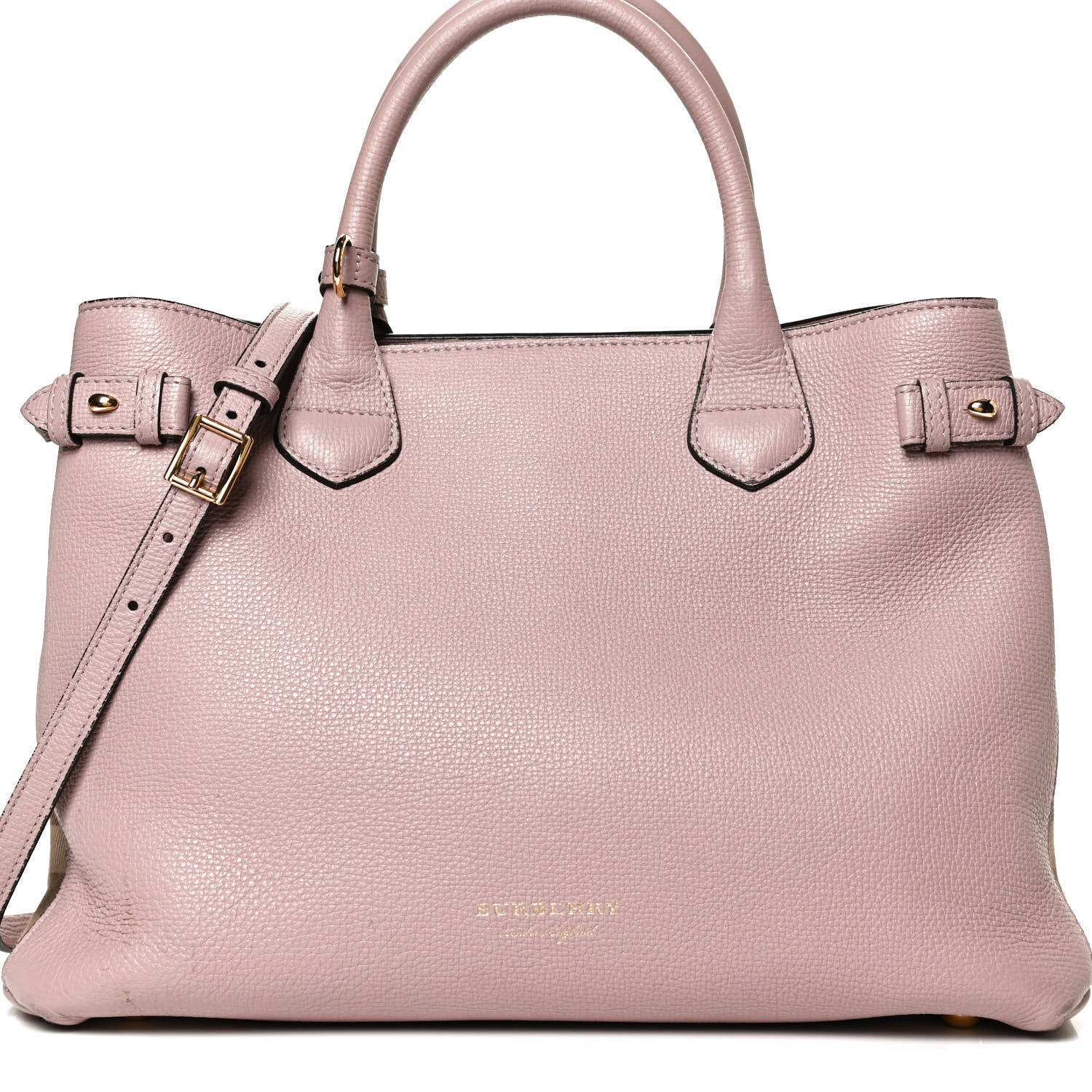 Burberry Grainy Calfskin House Check Medium Banner Tote Pale Orchid 7 of 14