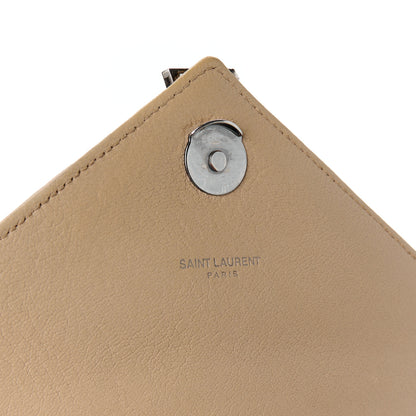 Saint Laurent Sheepskin Matelasse Chevron Monogram Medium College Bag Dark Beige 6 of 12