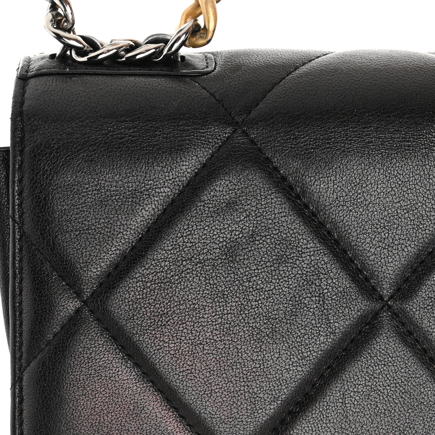 Chanel Shiny Goatskin Quilted Chanel 19 Wallet On Chain WOC Black 15 of 23