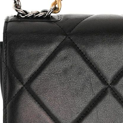 Chanel Shiny Goatskin Quilted Chanel 19 Wallet On Chain WOC Black 15 of 23