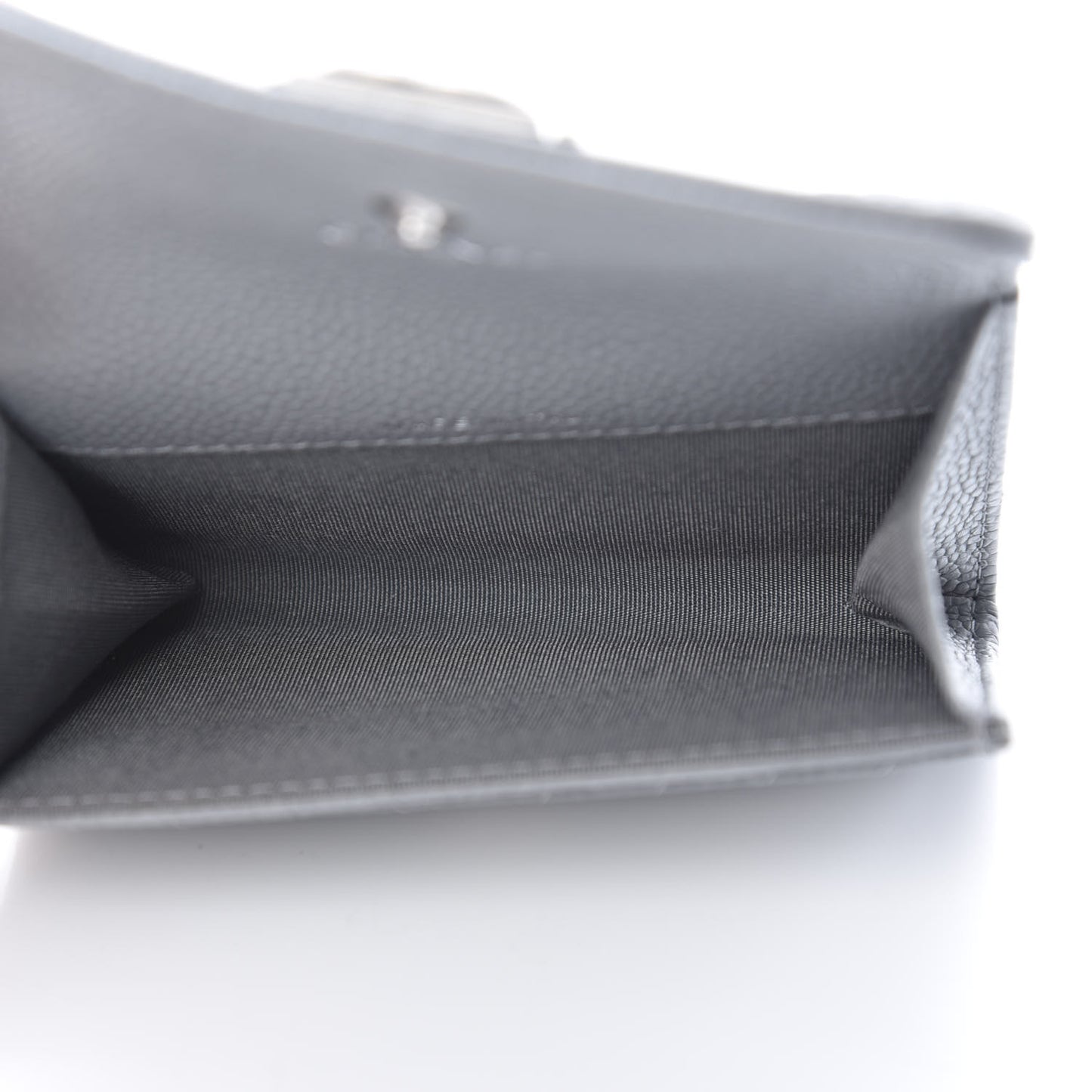 Caviar Chevron Quilted Boy Flap Card Holder Grey