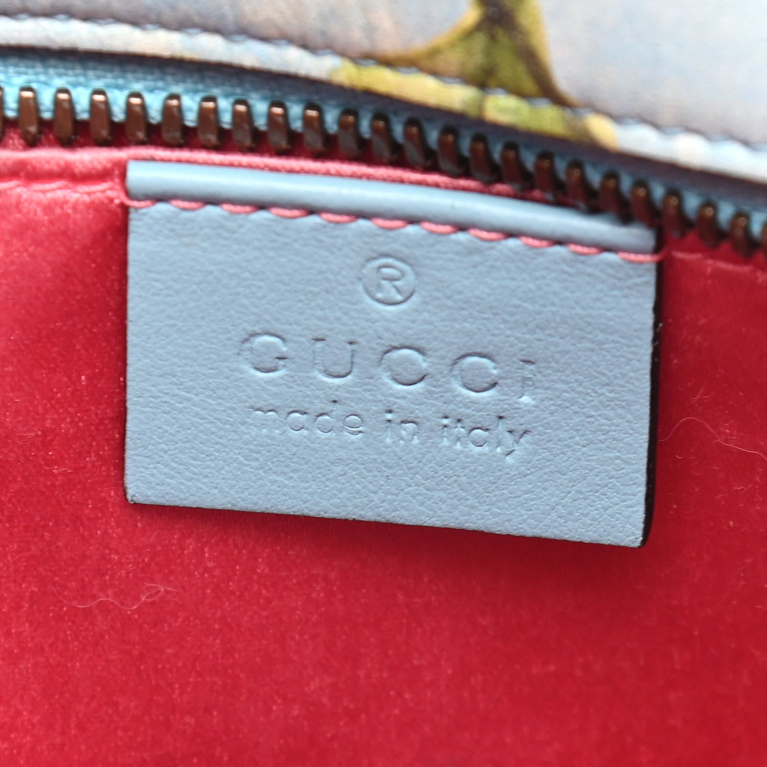 Gucci X UNSKILLED WORKER Calfskin Matelasse Flora Painted Small GG Marmont Chain Shoulder Bag Cloudy Blue Multicolor 6 of 10
