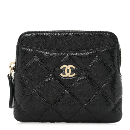 Chanel Caviar Quilted Zip Card Holder Wallet Black 1 of 11