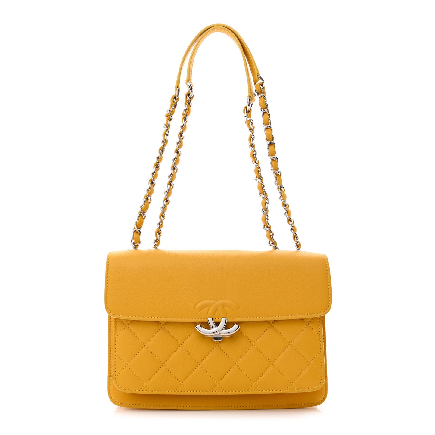 Caviar Quilted Small CC Box Top Flap Yellow