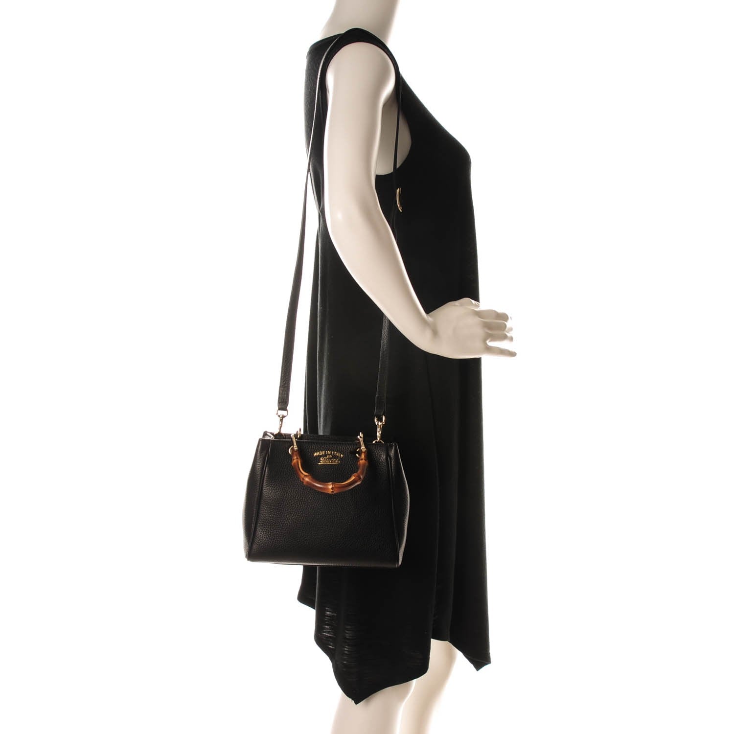 Gucci Cellarius Calfskin Mini Bamboo Shopper Tote Black 2 of 7