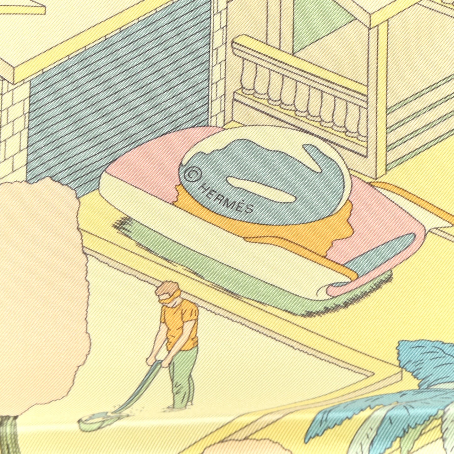 Silk On The Beach Scarf 90 Jaune Soufre Aqua