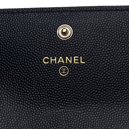 Chanel Caviar Quilted Crystal Enamel Flap Card Holder Navy Blue 6 of 9