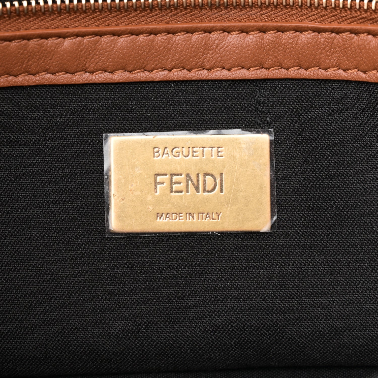 Fendi Nappa FF 1974 Embossed Baguette Brandy 6 of 9