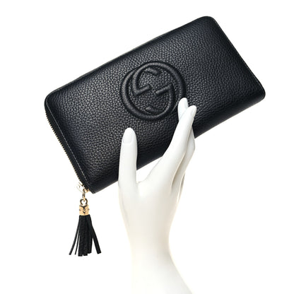 Gucci Pebbled Calfskin Soho Zip Around Organizer Wallet Black 2 of 9