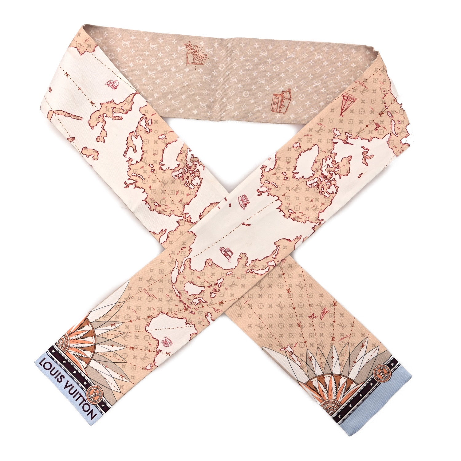 Louis Vuitton Silk Monogram LV Map Bandeau Beige 1 of 3