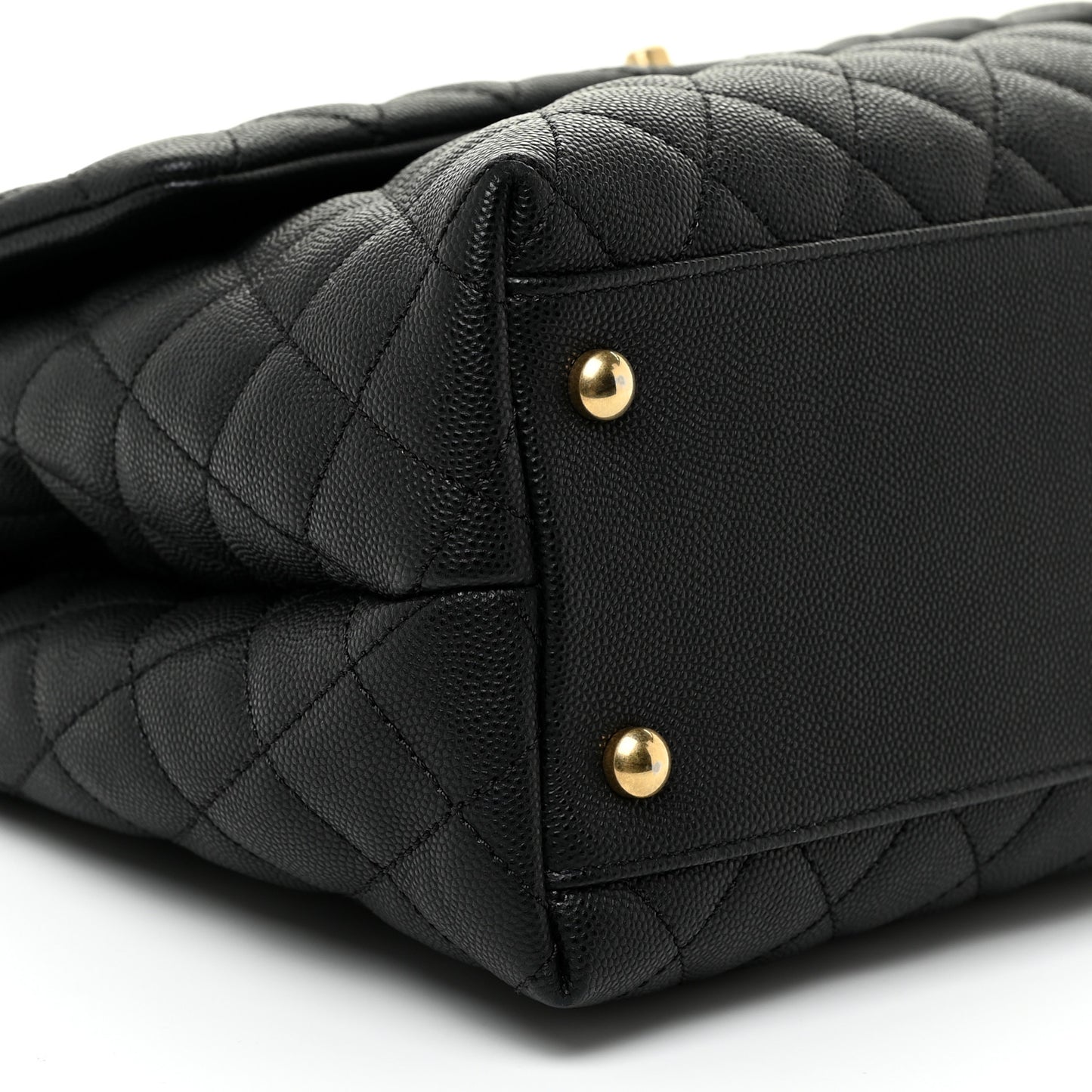 Caviar Lizard Quilted Medium Coco Handle Flap Black
