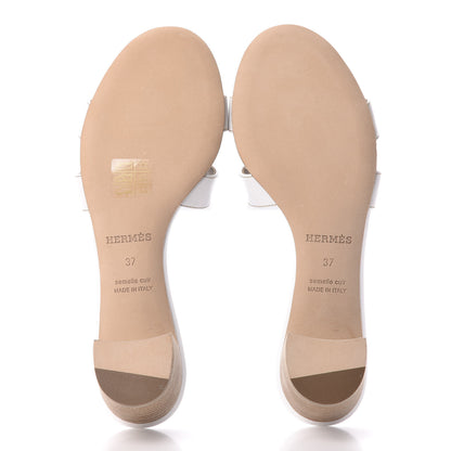 Hermes Calfskin Oasis Sandals 37 White 5 of 8