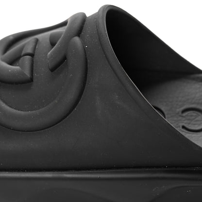 Gucci Soft Rubber Womens Interlocking G Platform 42mm Slide Sandals 39 Black 10 of 12