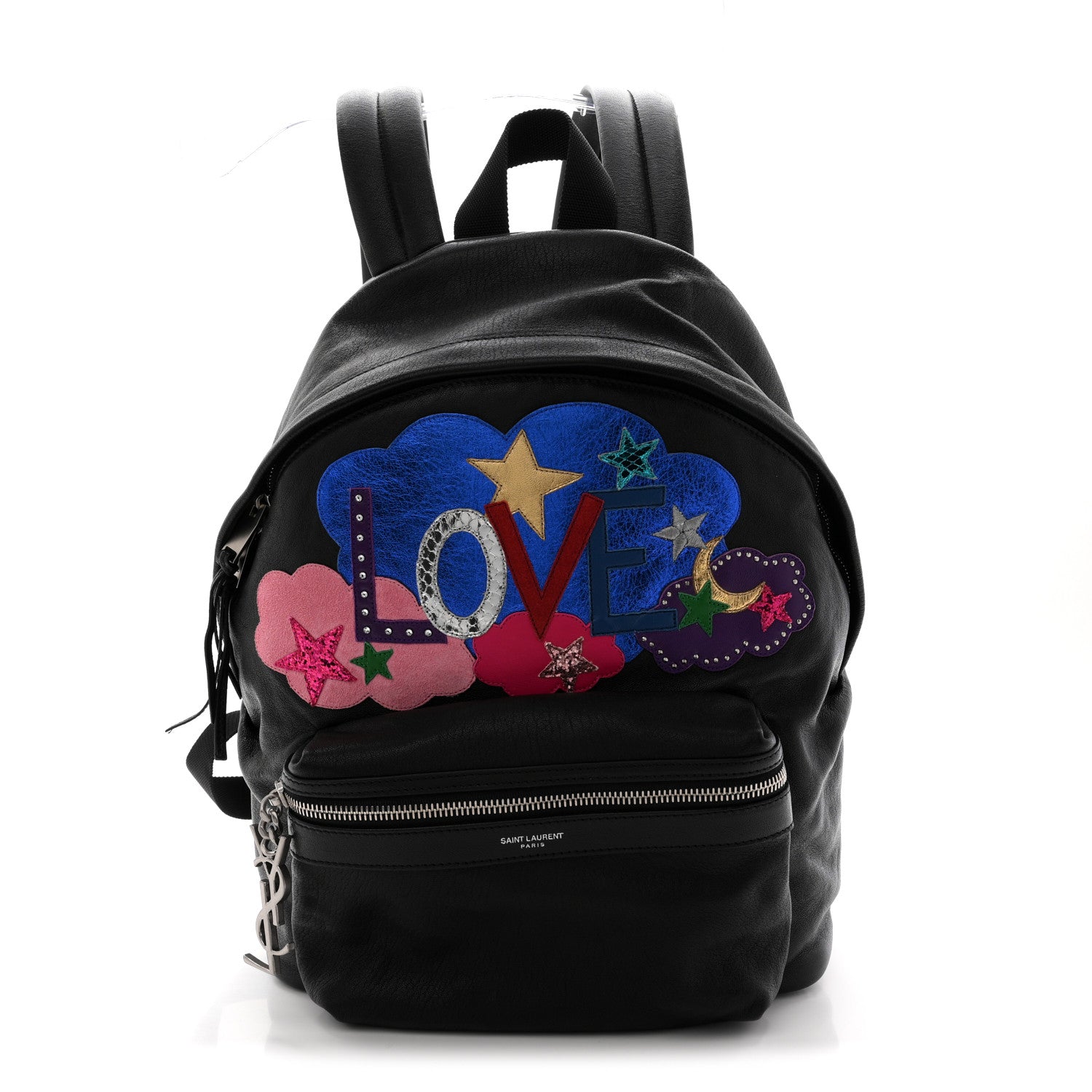 Saint Laurent Sheepskin Love Appliqué Mini City Backpack Black 1 of 10