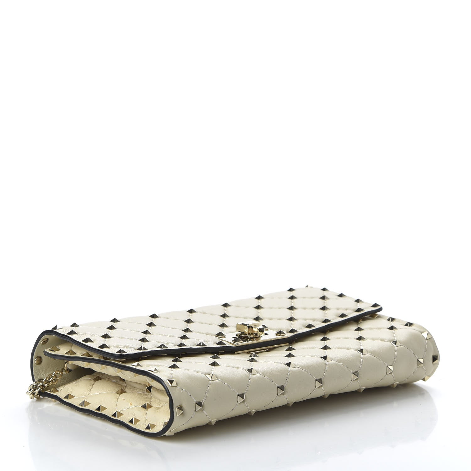 Valentino Garavani Nappa Rockstud Spike Wallet on Chain Light Ivory 4 of 10