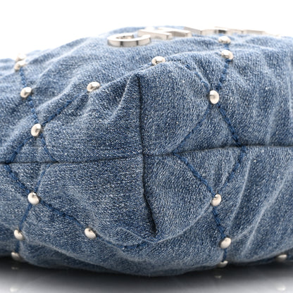 Chanel Washed Denim Quilted Studded Mini Chanel 22 Blue 8 of 10